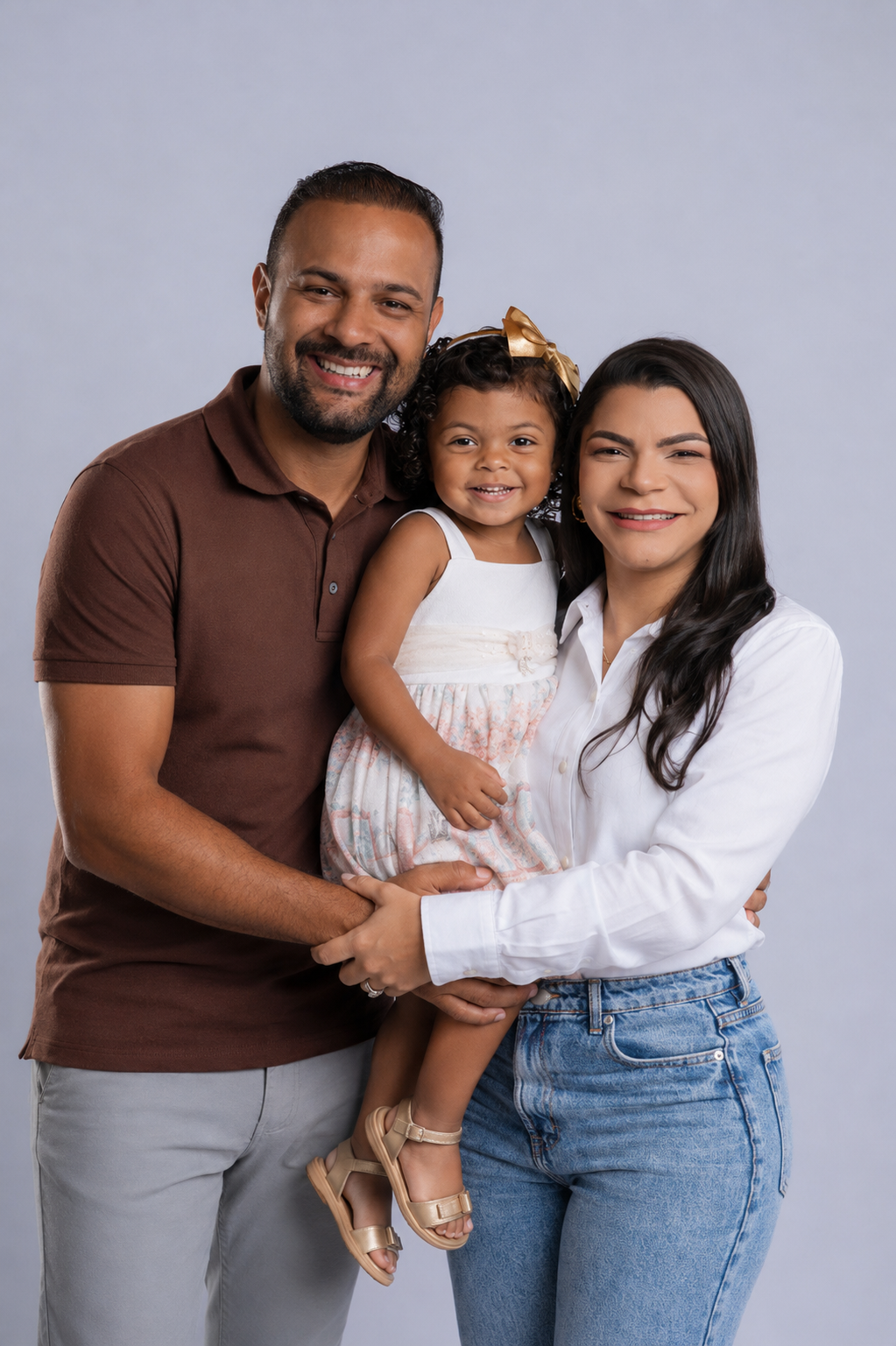 Dra. Fernanda Gonçalves com o esposo, Prefeito de Machado/MG, e a filha